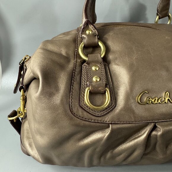 Coach F15447 Ashley Convertible Leather Satchel/ Shoulder Bag,  Pewter Metallic - Picture 3 of 14